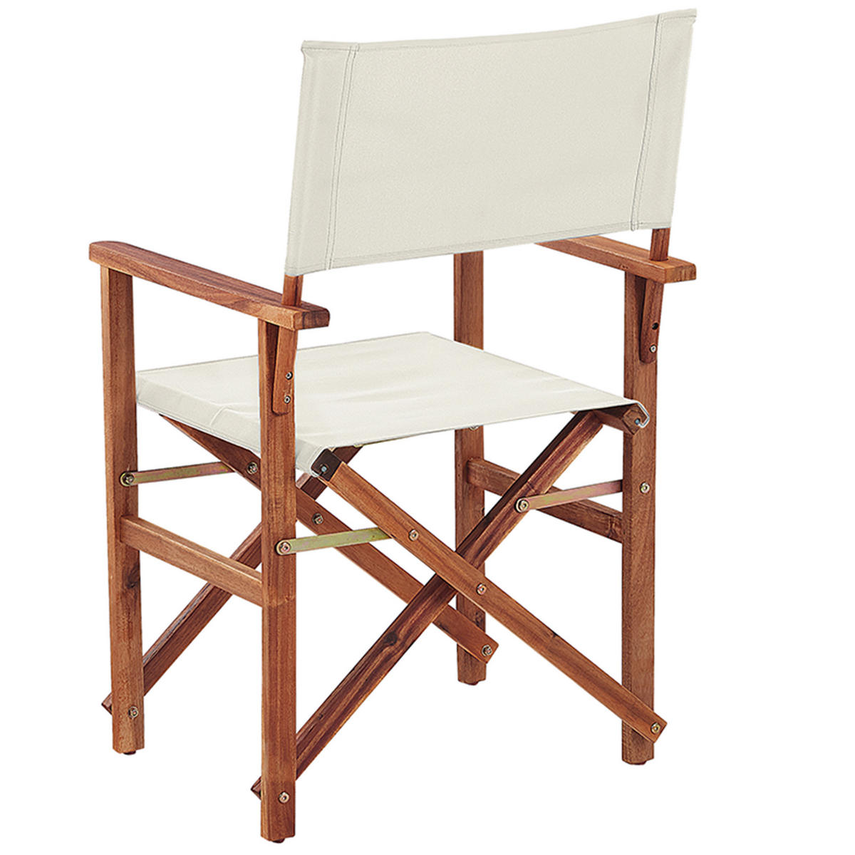 GARTENSTUHL 2er-Set Akazienholz dunkelbraun Auflagen cremeweiß Cine - Dunkelbraun/Weiß, Holz (50/91/50cm) - Beliani