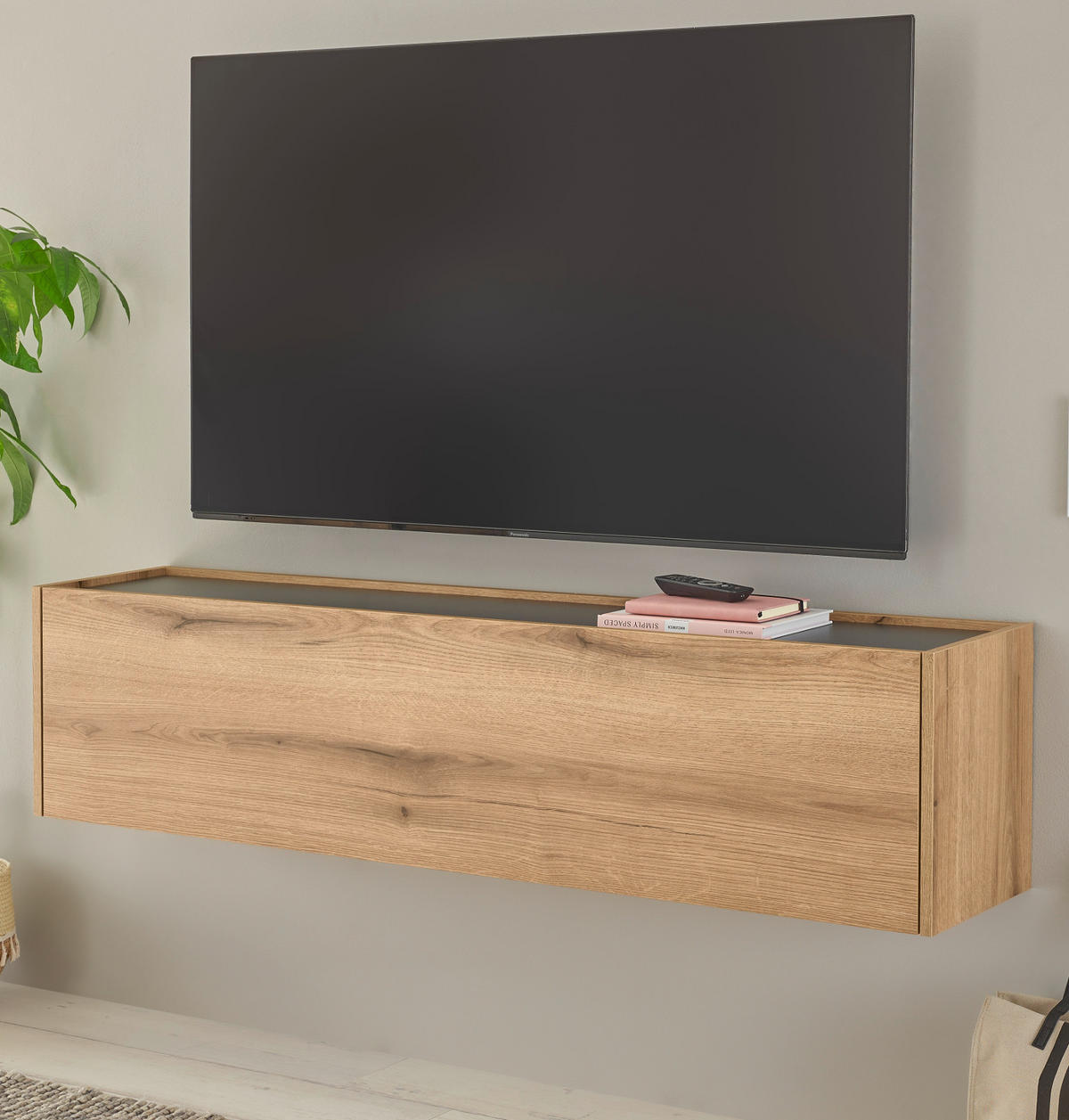 TV-LOWBOARD Evoke Eiche, grau 150 cm, TV- Unterteil hängend - Eichefarben/Naturfarben, Holz/Holzwerkstoff (150/35/30cm) - Furn.Design