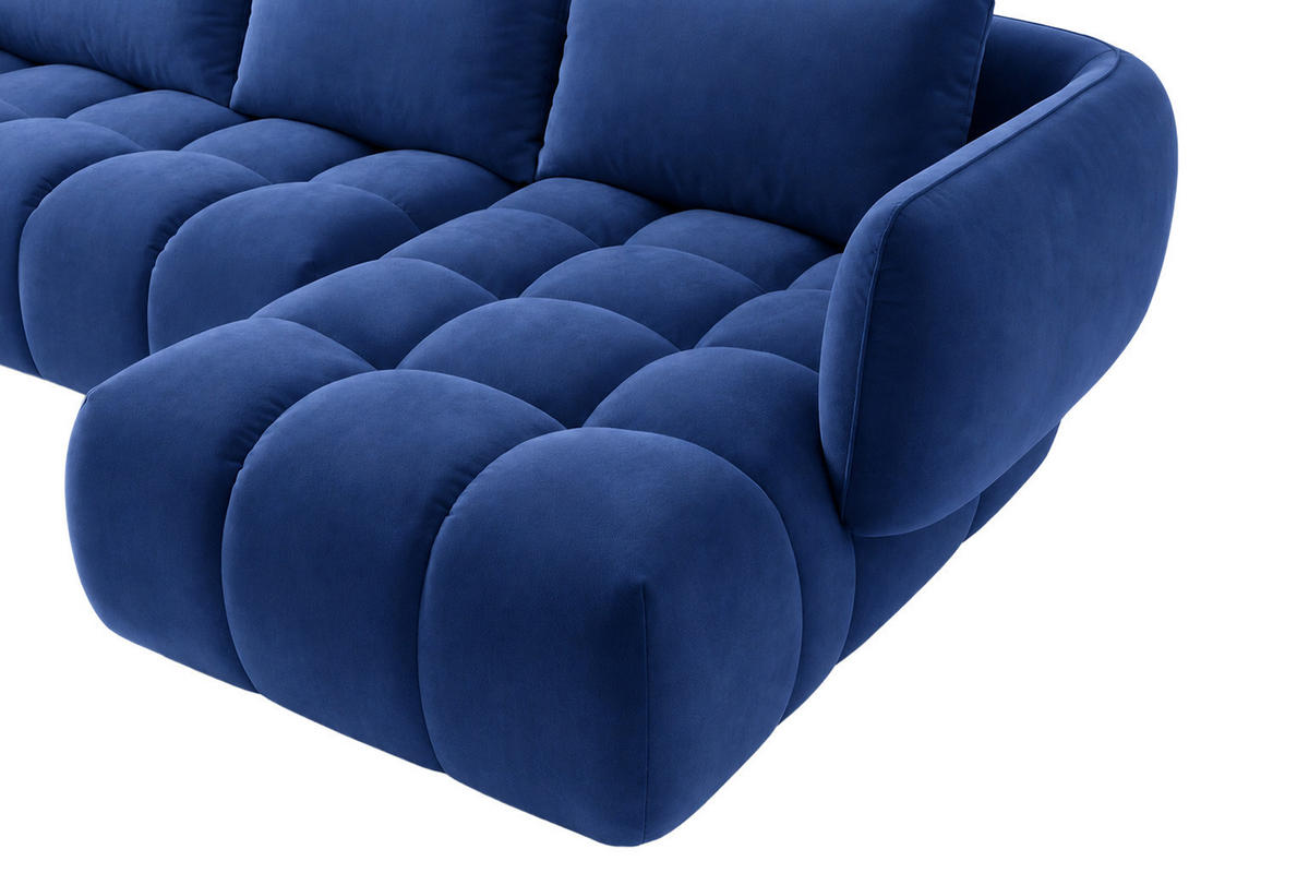 ECKSOFA L-Form, Veloursstoff Bluvel, Tintenblau, Rechts, SEVIO L - Blau, Holz (242/175cm) - Kaiser Möbel