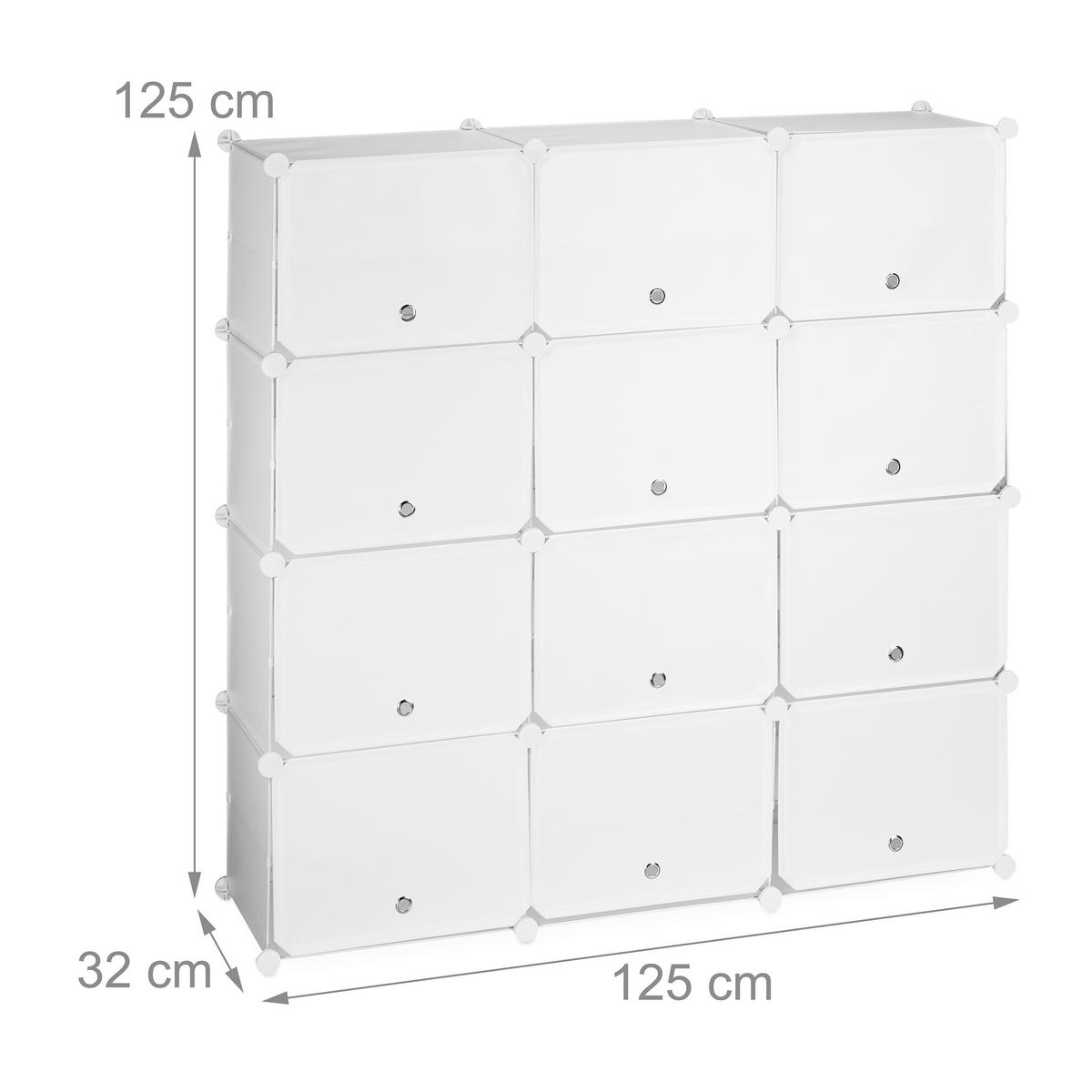 SCHUHSCHRANK - Weiß, Kunststoff/Metall (125/125/32cm) - Relaxdays