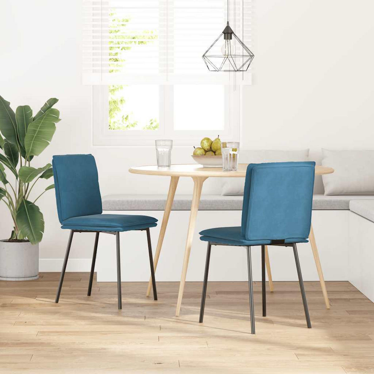 ESSZIMMERSTÜHLE 2 Stk. Blau Samt 45*54*83cm - Blau, Metall (45/83/54cm) - ZMH