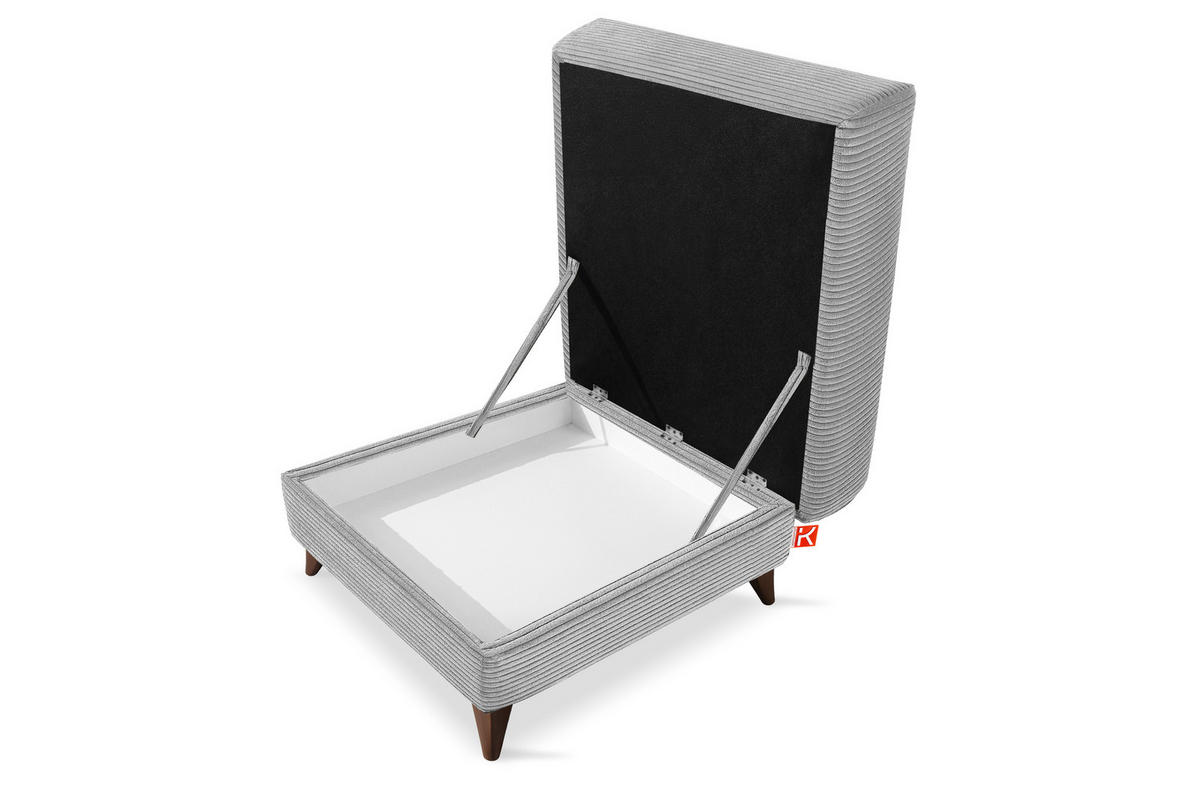 HOCKER GUSTAVO II, Hellgrau - Hellgrau/Braun, Holz/Holzwerkstoff (92/49/92cm) - KONSIMO®