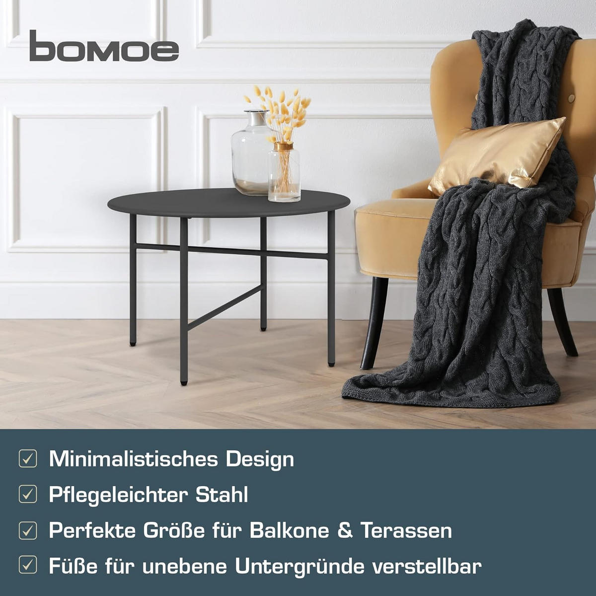 BEISTELLTISCH Finn 44/46 cm und 53/36 cm Schwarz (2tlg) - Schwarz, Metall (0.1/53/36cm) - BoMoe