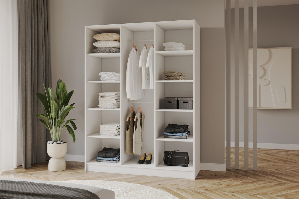 KLEIDERSCHRANK - LUSSO - 150 - Weiß - Goldfarben/Weiß, Holzwerkstoff (150/200/51cm) - ALTDECOR