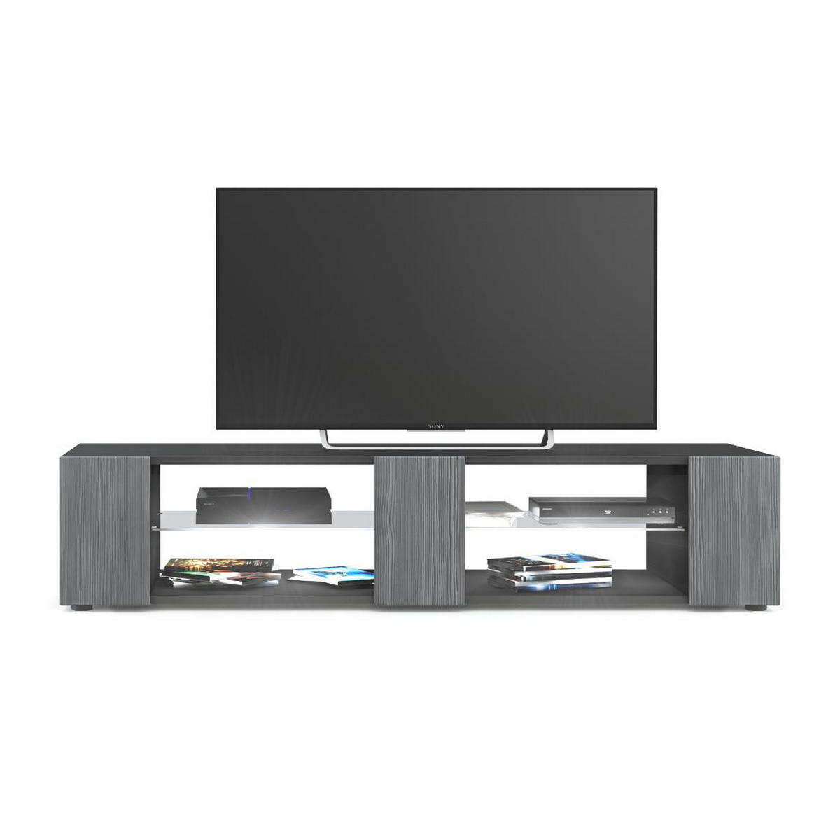 LOWBOARD Movie Fronten in Avola-Anthrazit - Anthrazit, Holzwerkstoff (135/30/39cm) - Vladon