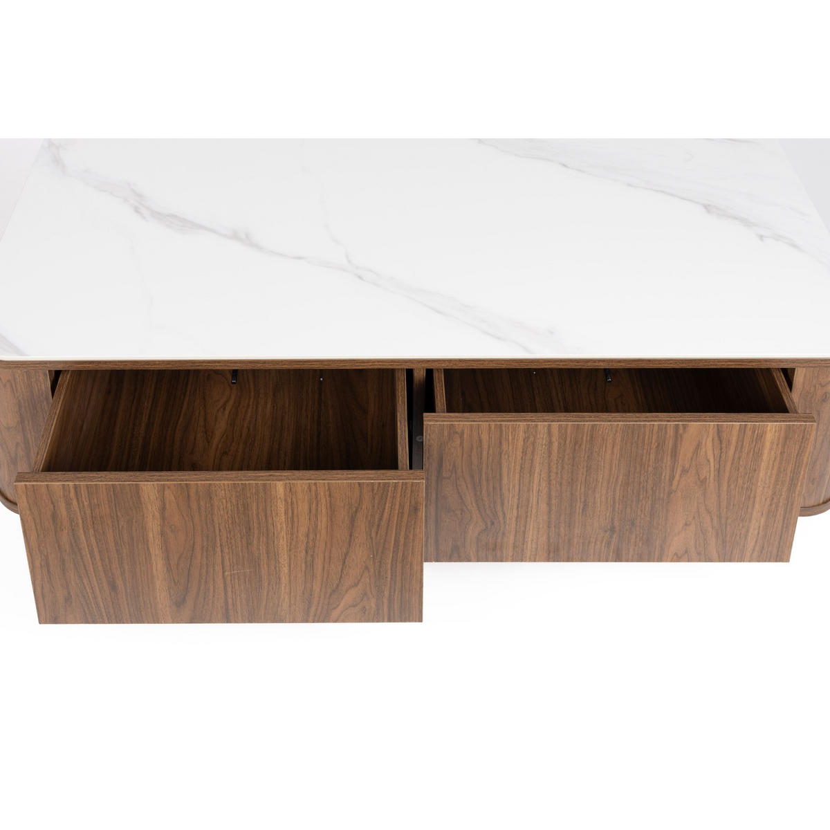 KOMMODE Almira Marmoroptik Walnussfarbe - Braun, Holzwerkstoff (90/80/40cm) - Housecraft Living