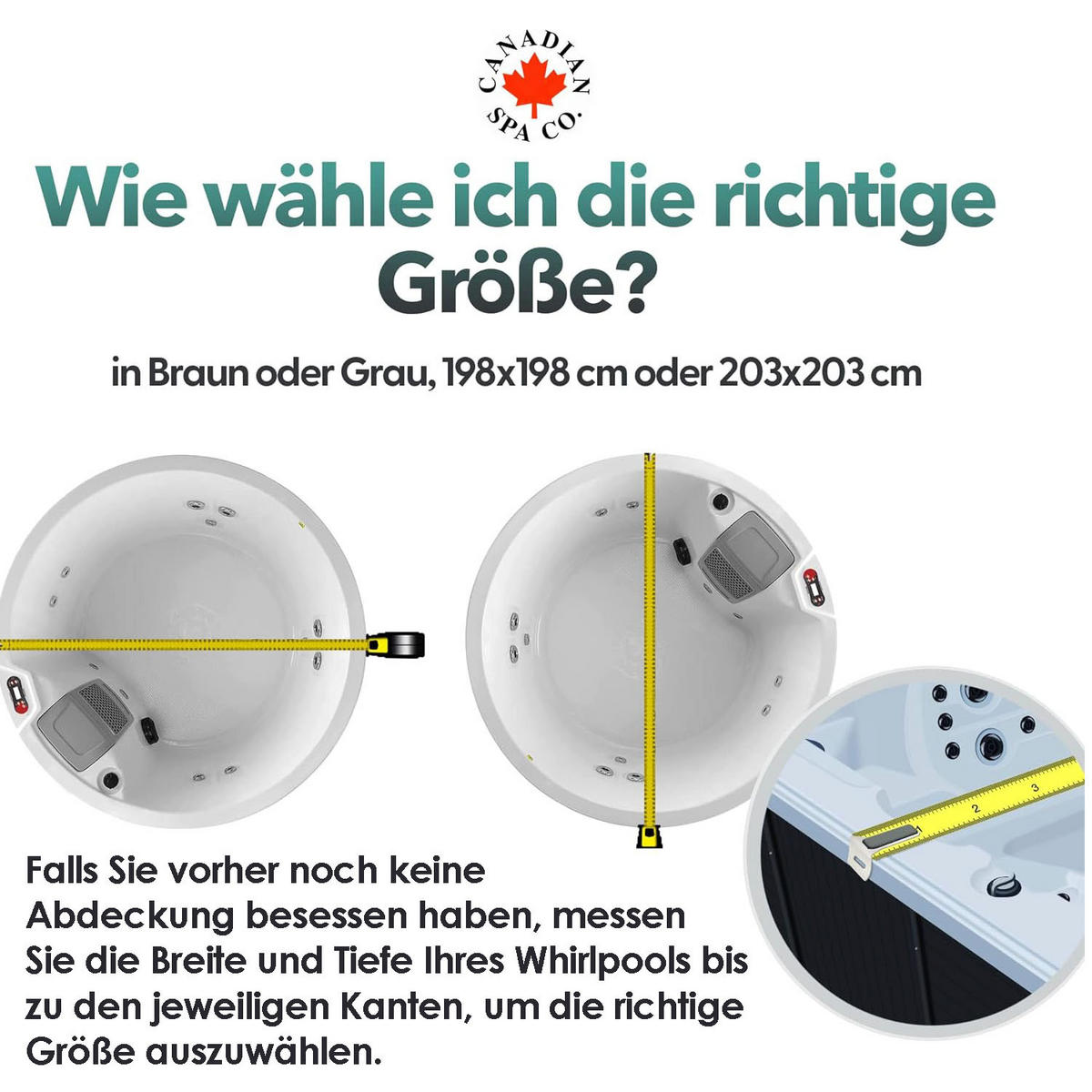 WHIRLPOOL ISOLIERABDECKUNG Graue runde Whirlpool-Abdeckung - Grau, Leder (203/203cm) - Canadian Spa Company