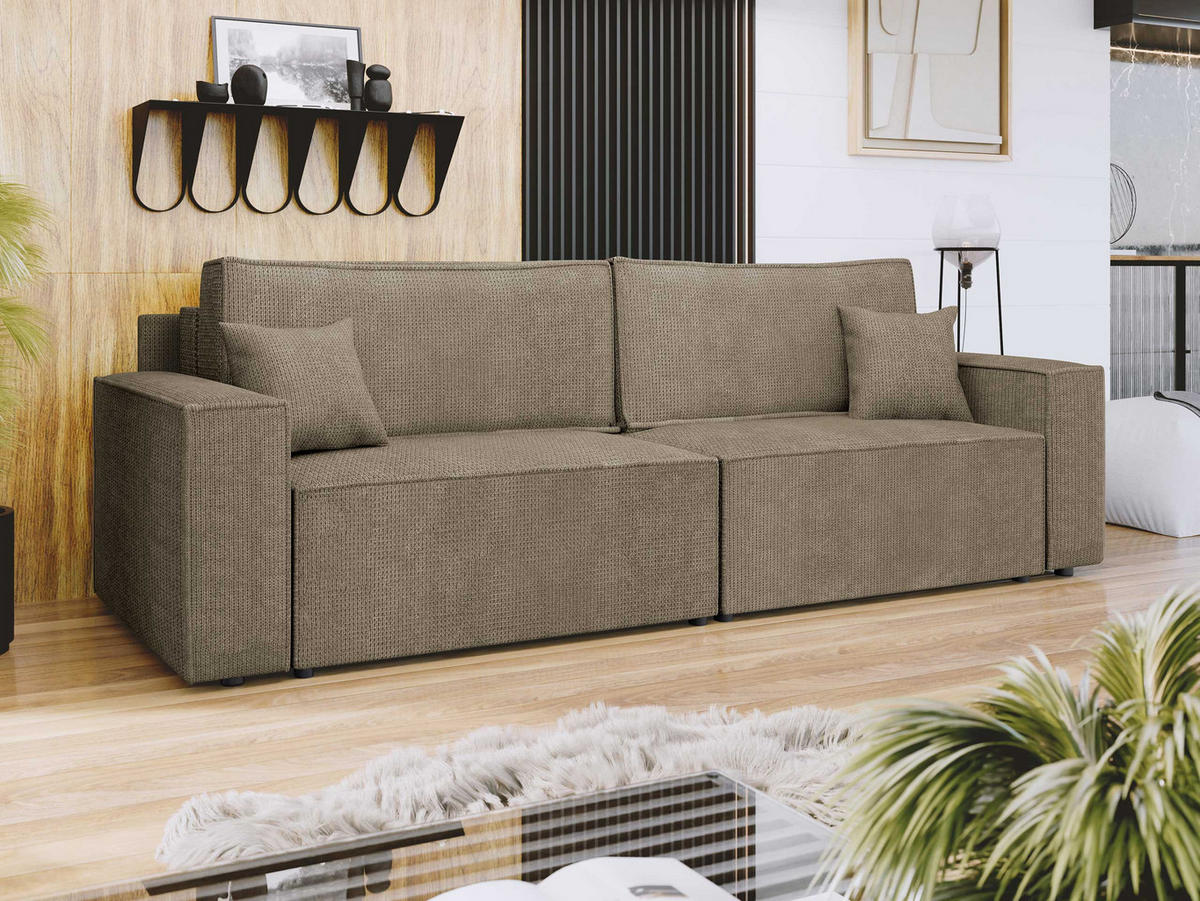 SCHLAFSOFA Karl mit L-Funktion - Hellbraun/Schwarz, Holz/Kunststoff (245/82/139cm) - MIRJAN24