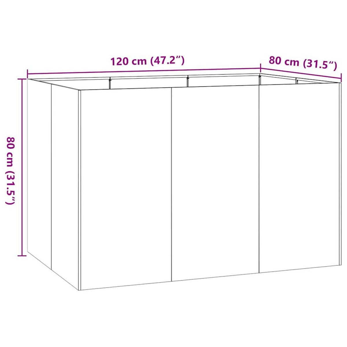PFLANZKÜBEL Rostig 120/80/80 Cm Wetterfester Stahl - Rostfarben, Metall (80/80/120cm) - vidaXL