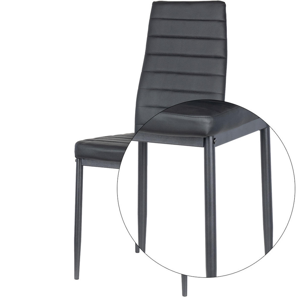 ESSZIMMERSTÜHLE 4er-Set Zyta – Schwarze Kunstlederstühle mit Metallbeinen - Schwarz, Metall (42/96/54cm) - Jana