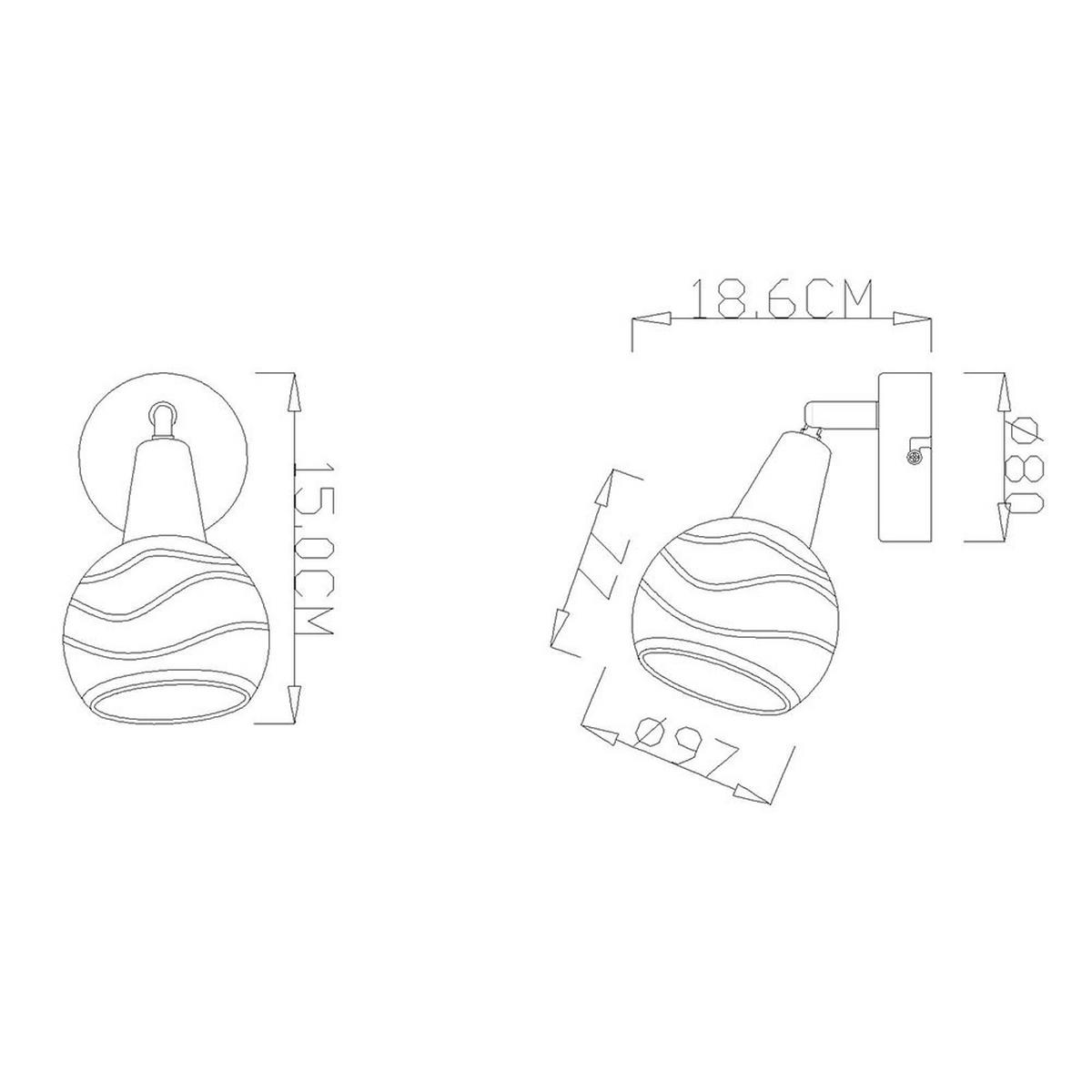 LED WANDLEUCHTE Elliott Silber - Silberfarben, Glas (10/15/19cm) - Globo Lighting