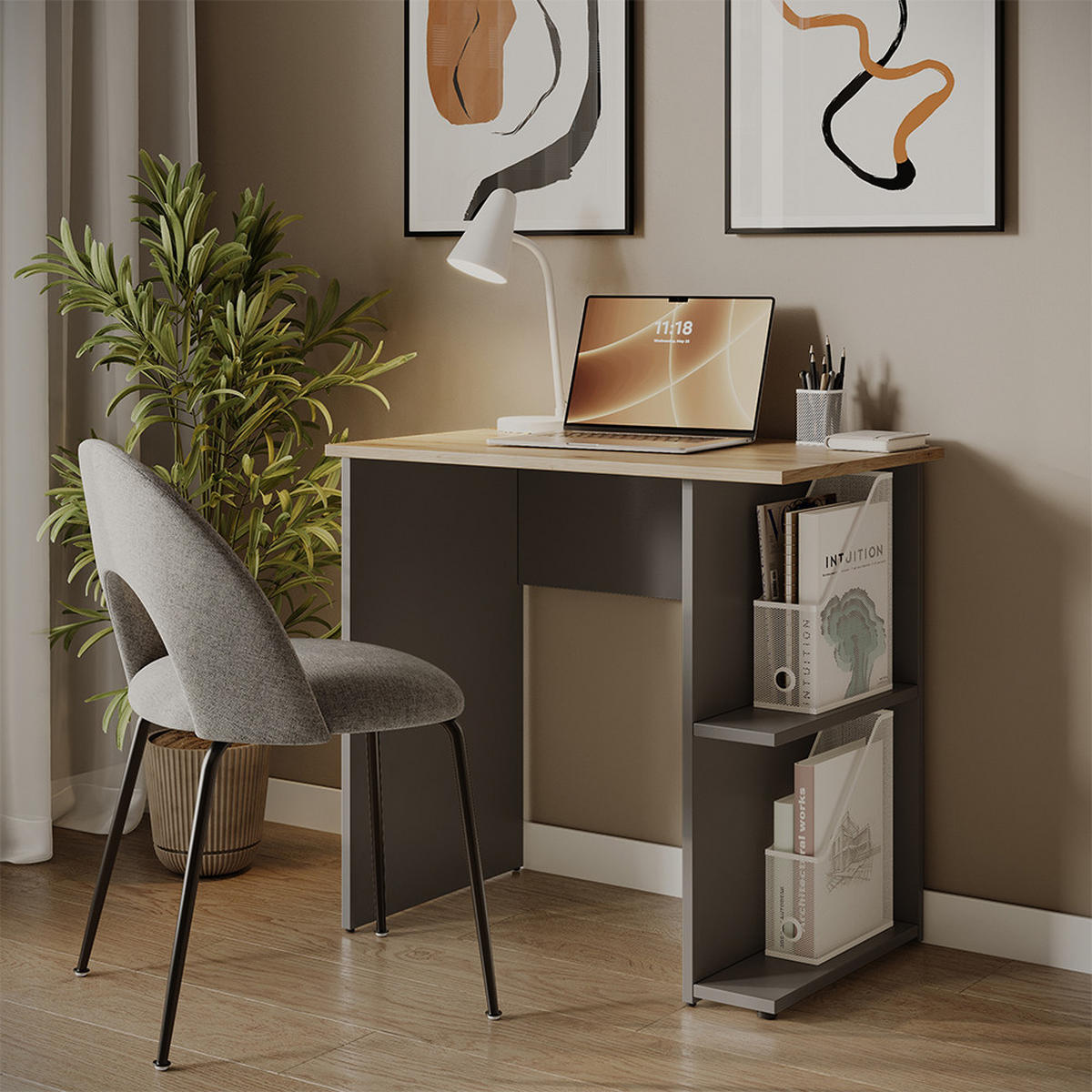 PSACÍ STŮL Simple Antracit 80 x 50 cm - antracitová, kompozitní dřevo (50/80/76cm) - Vicco