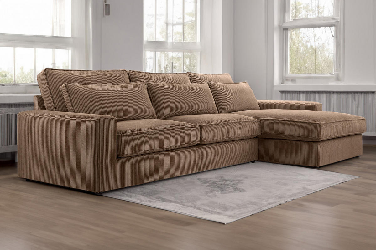 ECKSOFA 4 Sitzer Medan Mini, Braun - Braun, Textil (276/176cm) - Fedve