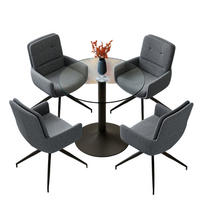 ESSGRUPPE DE-39489 5-teilig, Glastisch und 4 Drehstühlen mit Stoffbezug Dunkelgrau - Dunkelgrau, Metall (85/75/85cm) - ComfortXL