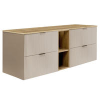 WASCHBECKUNTERSCHRANK FLOW mit Regal Kaschmir/Eiche 140/57/46 cm - Kaschmir/Eichefarben, Holzwerkstoff (140/57/46cm) - Rodan