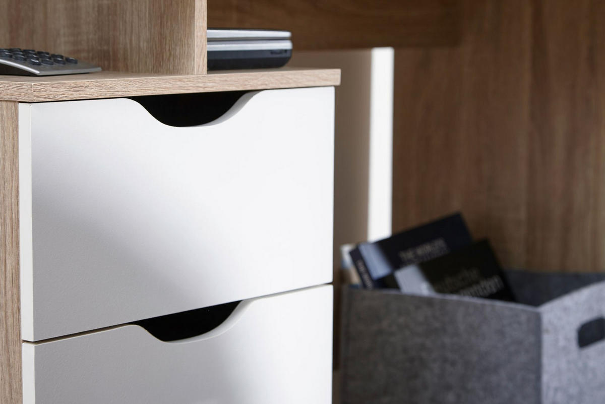 SCHREIBTISCH – Sonoma Weiß, 120x76x53 cm, 3 Schubladen, stilvoll - Beige, Holz (53/120/76cm) - KADIMA DESIGN