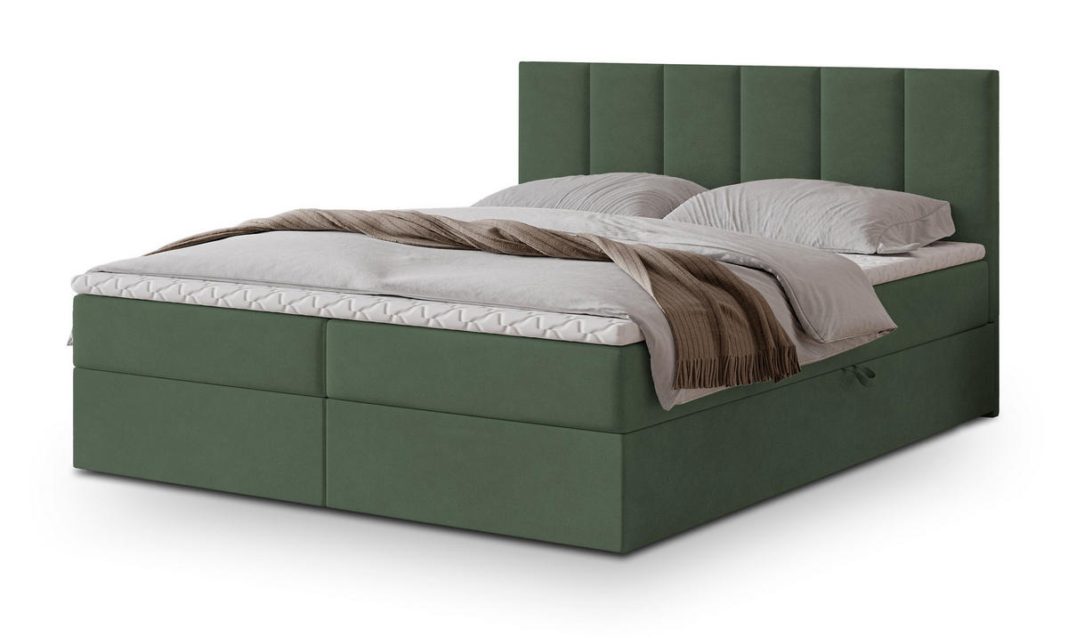 POSTEL BOXSPRING MERIL 160x200 cm, s matrací a úložným prostorem, zelená barva - zelená barva, kompozitní dřevo/textil (160/200cm) - MASSENO