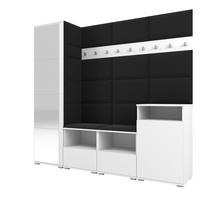 GARDEROBE NELA X 200 cm (Modulare Flurmöbel Weiß mit Spiegel & Sitzpolster Schwarz 16 Schrank + Sideboard) - Silberfarben/Schwarz, Holz/Holzwerkstoff (200/187/40cm) - Ravio