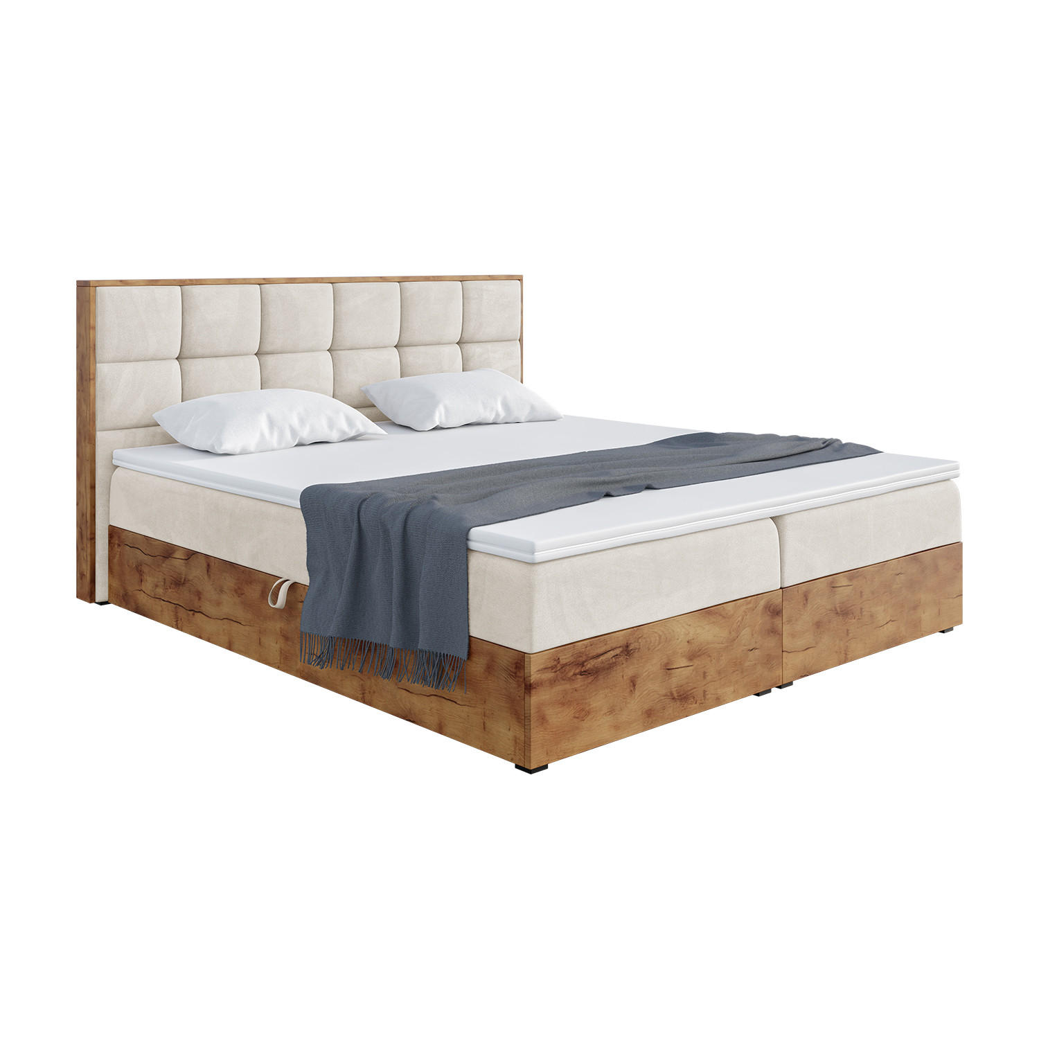 BOXBETT Lofty 1 - Creme/Schwarz, Holzwerkstoff/Textil (180/200cm) - Meblini
