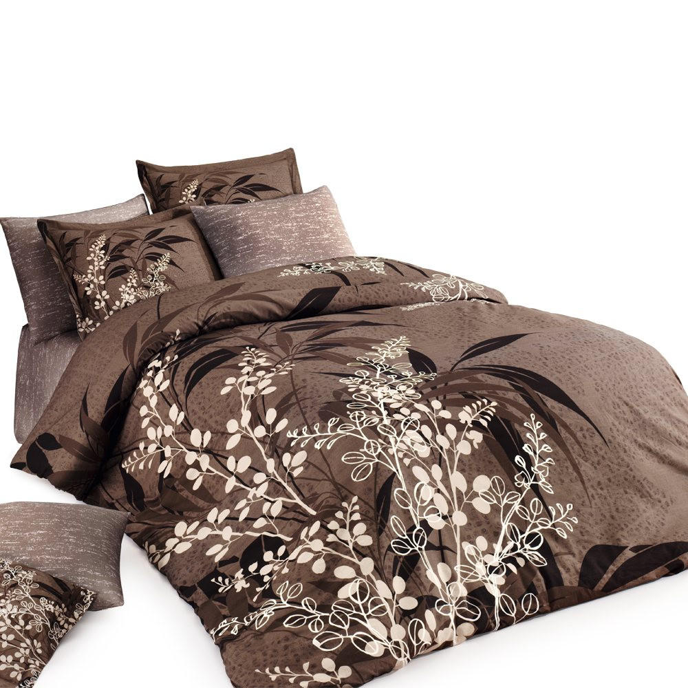 BETTWÄSCHE 5-teilig 200/200 cm AKASYA - Braun, Textil (200/200cm)