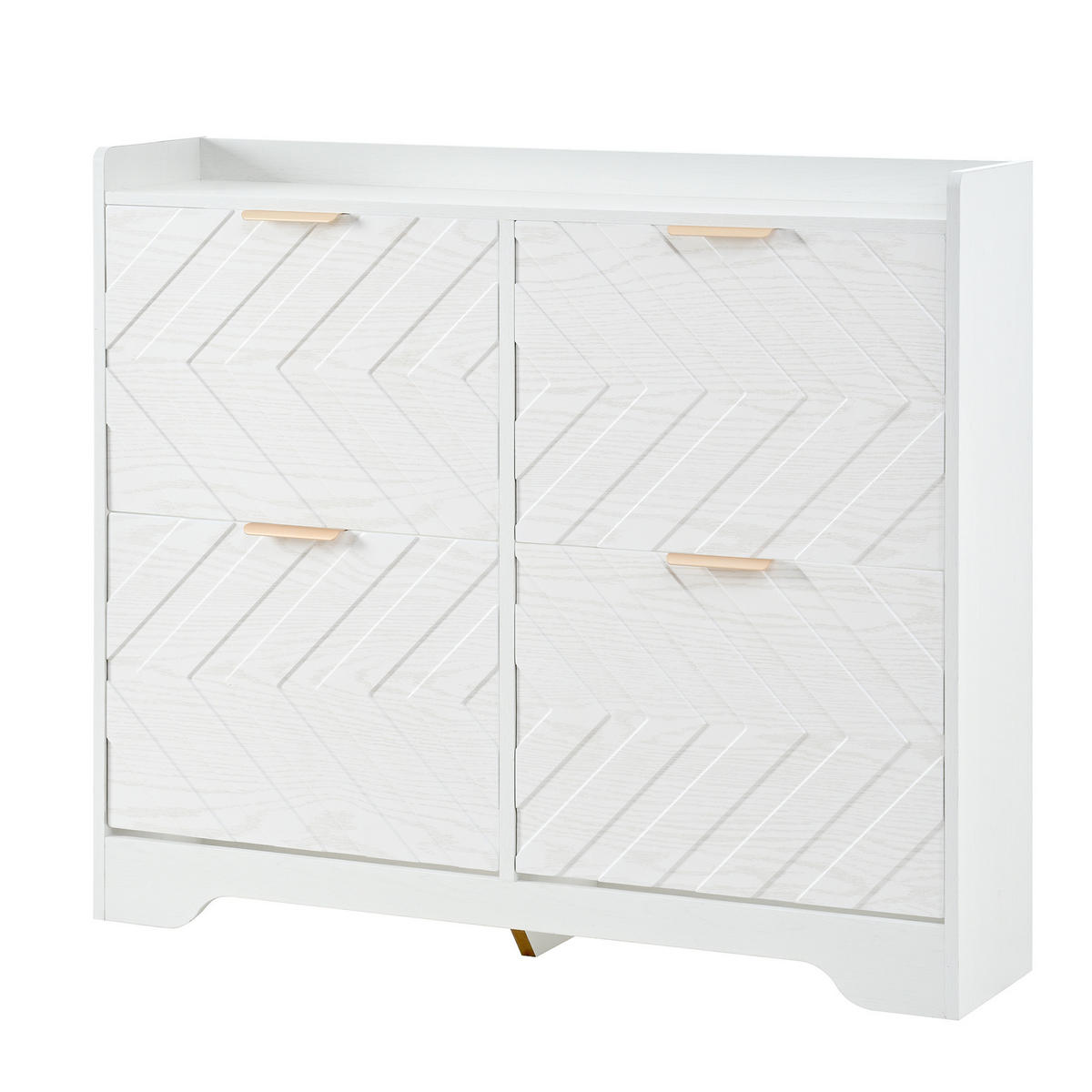 SCHUHSCHRANK 105/24/90 cm aus MDF mit 4 Klappfächern und Ablagefläche, 3D-Strukturfront, Weiß - Weiß, Holzwerkstoff (105/90/24cm) - Redom