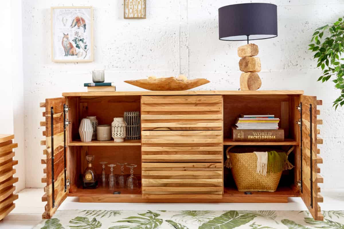 SIDEBOARD RELIEF Akazie 160cm - Braun, Holz (160/75/45cm) - riess-ambiente