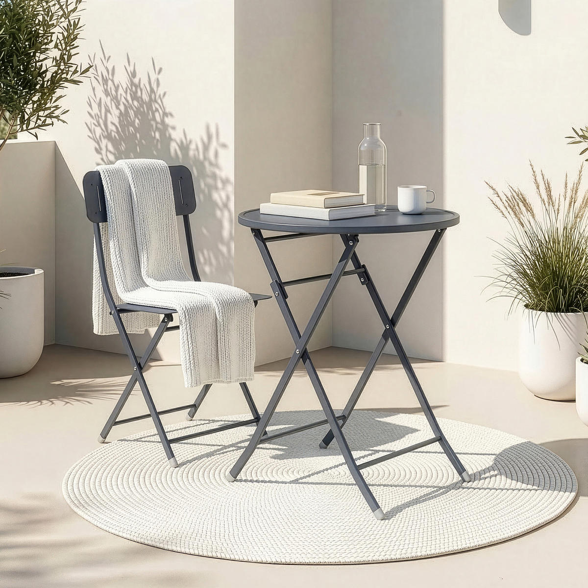GARTENKLAPPTISCH Sande - Schwarz, Metall (62/62/71cm) - [en.casa]
