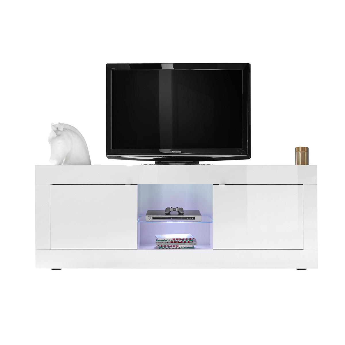 TV-MÖBEL 2 Türen ohne Beleuchtung L180 cm - Initial - Weiß, Holzwerkstoff (43/56/6.6cm) - Calicosy