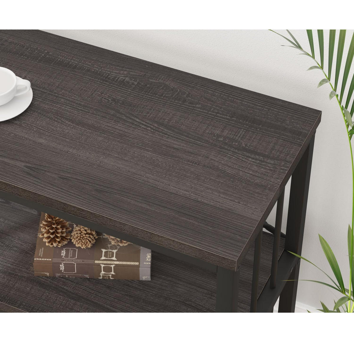 KONSOLENTISCH Metall Holz Industrial Design 160 x 34 x 74 cm - Dunkelgrau, Holzwerkstoff/Metall (160/74/34cm) - Quality Elegance