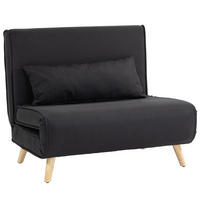 SCHLAFSESSEL, 2-in-1 Schlafsofa mit Bettfunktion, Zierkissen bis 350 kg Schwarz - Schwarz/Naturfarben, Holz/Textil (78/80/94cm) - HOMCOM
