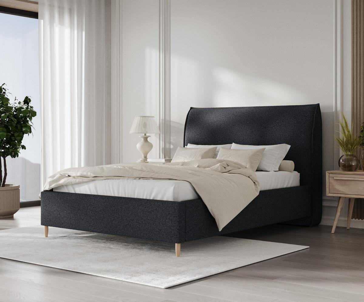 POLSTERBETT Mira 140/200 cm Anthrazit im Riva Stoff - Anthrazit/Naturfarben, Holz/Holzwerkstoff (140/200cm) - AltaBeds