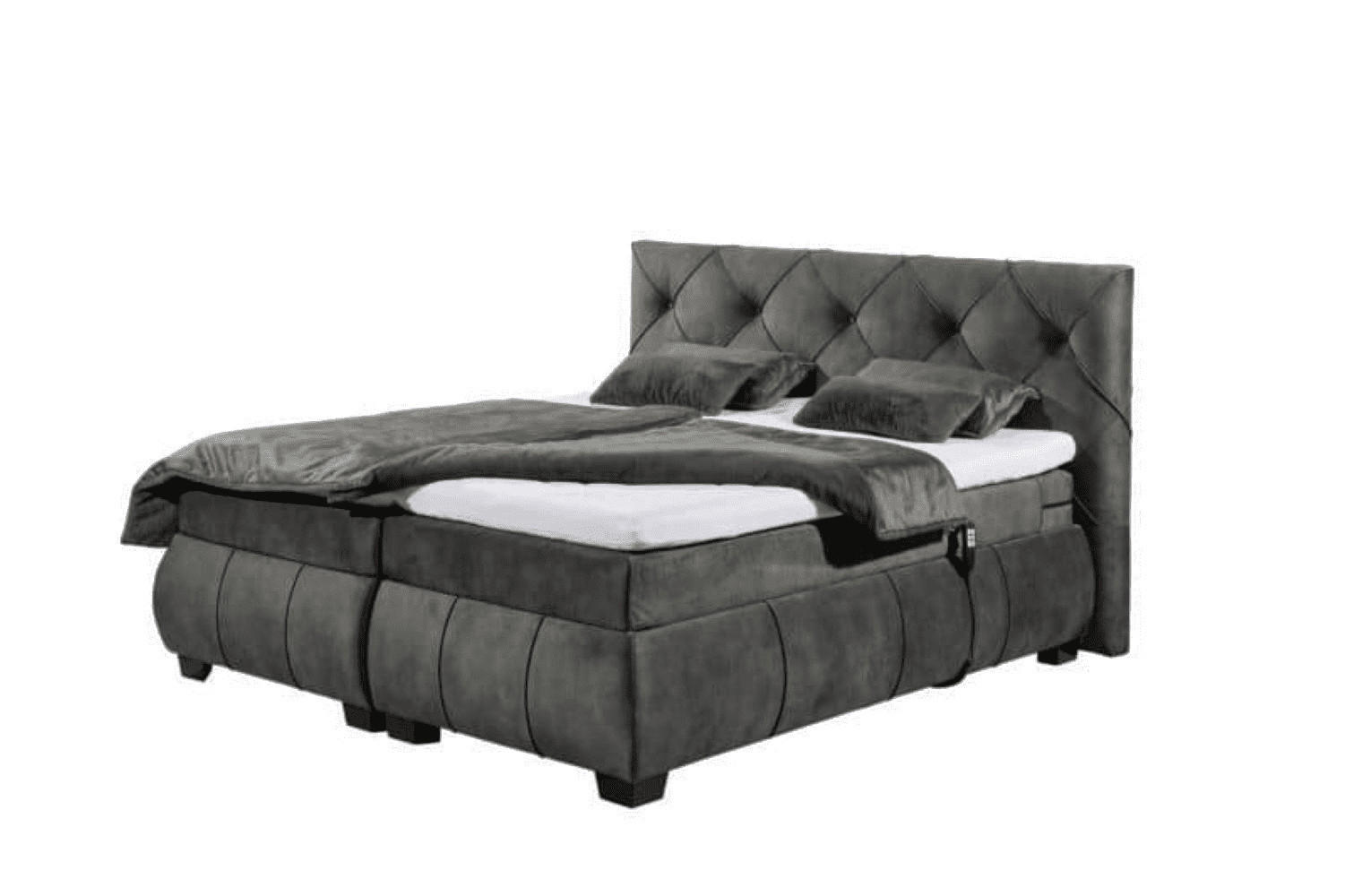 BOXSPRINGBETT 180x200 inkl. Elektrofunktion, Topper und Matratze - Anthrazit/Aubergine, Holz/Holzwerkstoff (180/200cm) - ed exciting design