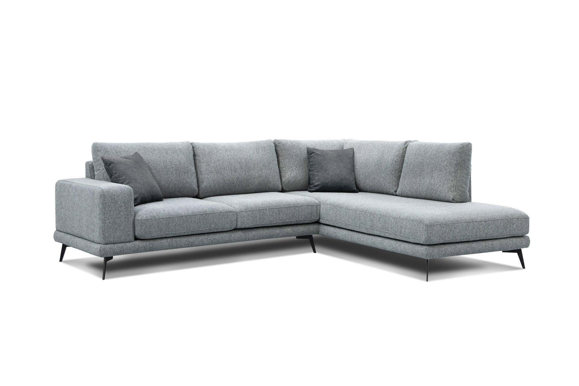 ECKSOFA MEDIOLANE 5-Sitzer, silberfarben - Silberfarben, Holzwerkstoff/Textil (282/219cm) - Courtois Laville