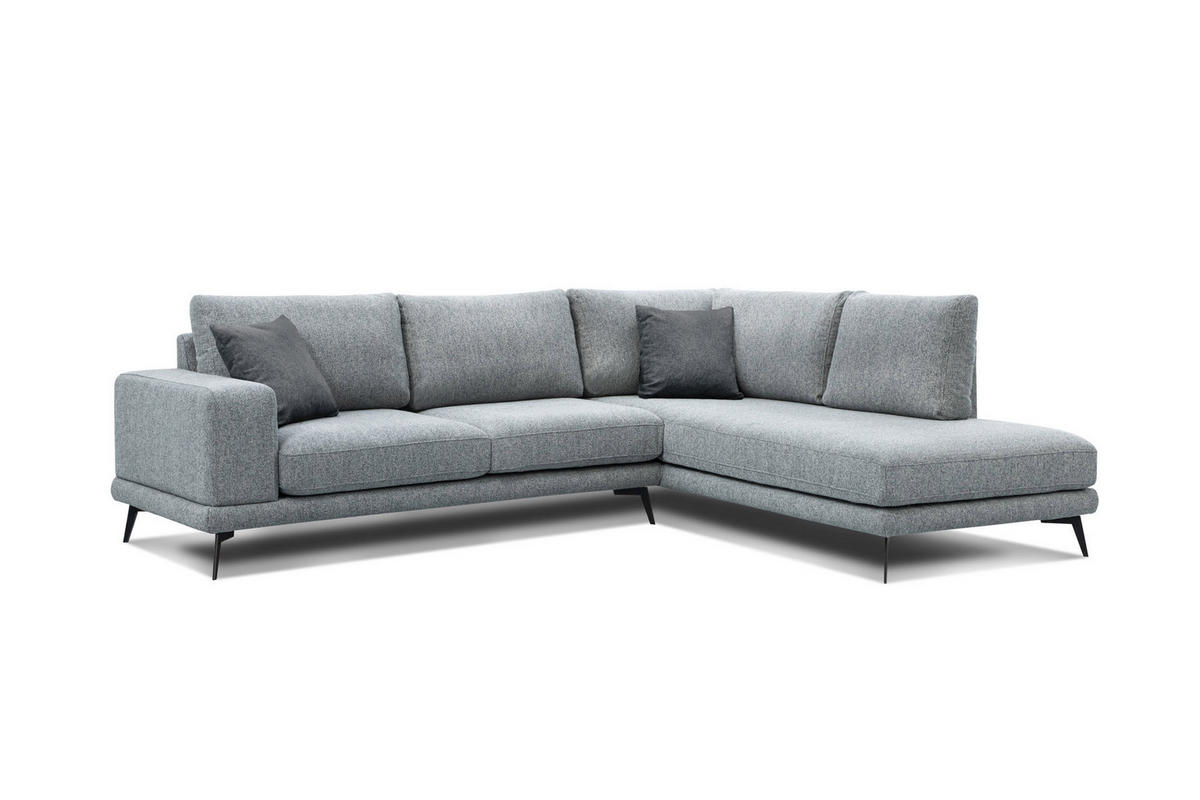 ECKSOFA MEDIOLANE 5-Sitzer, silberfarben - Silberfarben, Holzwerkstoff/Textil (282/219cm) - Courtois Laville