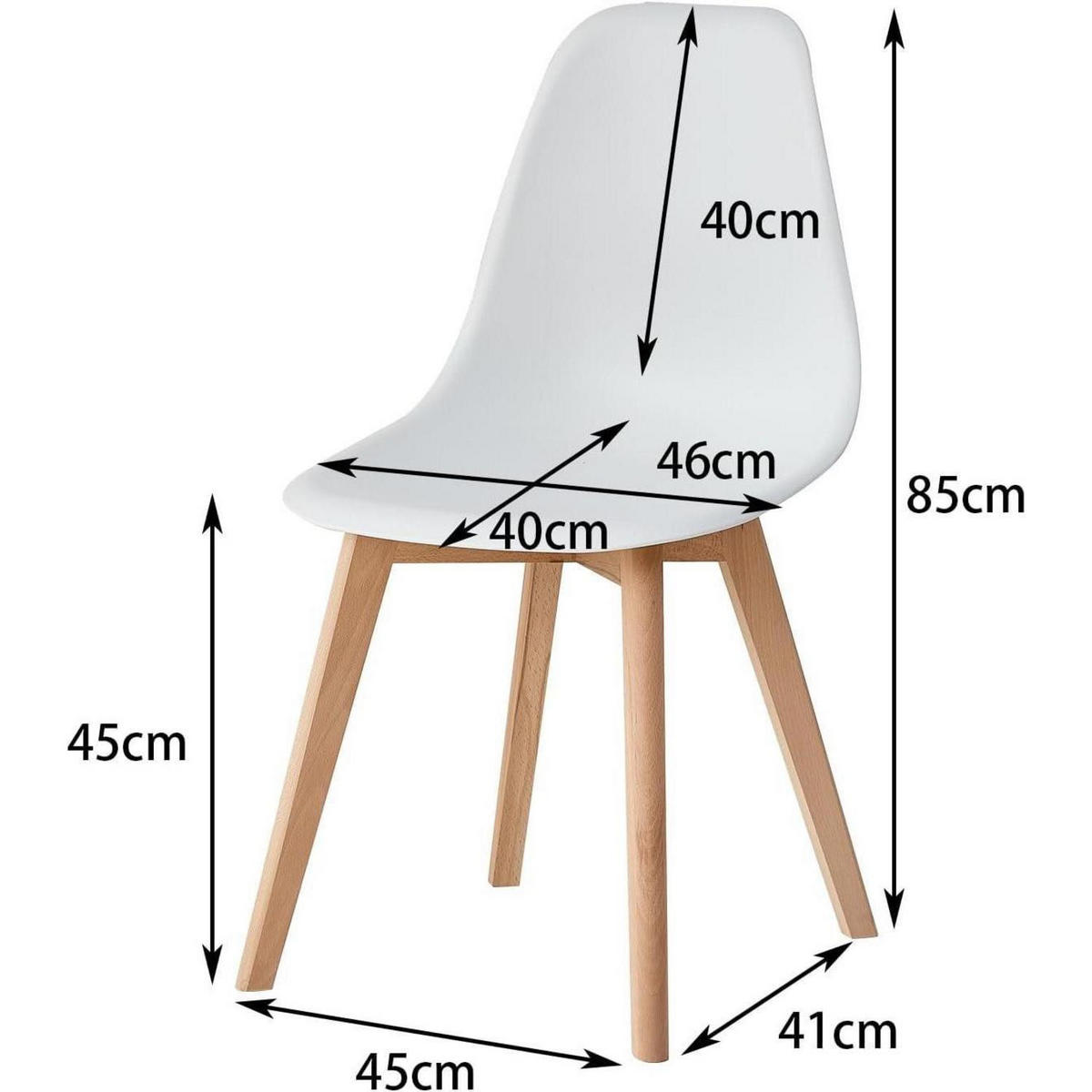 ESSZIMMERSTÜHLE 4er-Set mit Beinen aus massivem Buchenholz Weiß - Weiß, Holz (46/86/47cm)