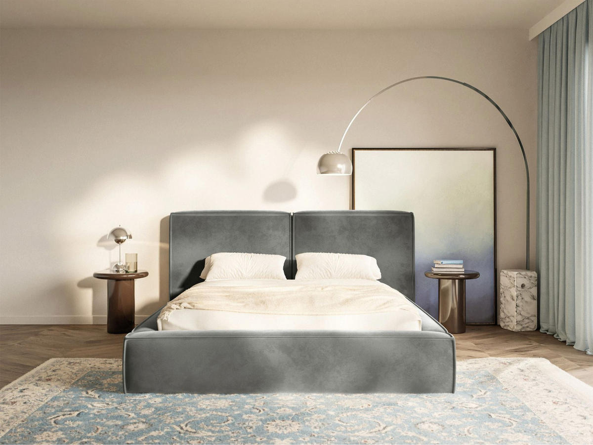 POLSTERBETT Tilves Grau 180x200 cm - Schwarz/Grau, Kunststoff/Textil (180/200cm) - Selsey