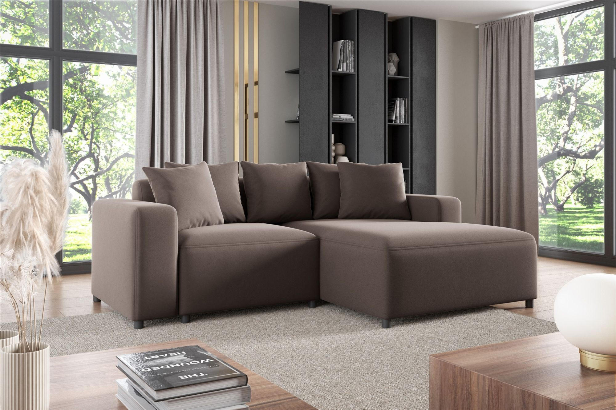 ECKSOFA Megan Xs In Salvador - Braun, Holzwerkstoff/Textil (240/165cm) - Fun Möbel