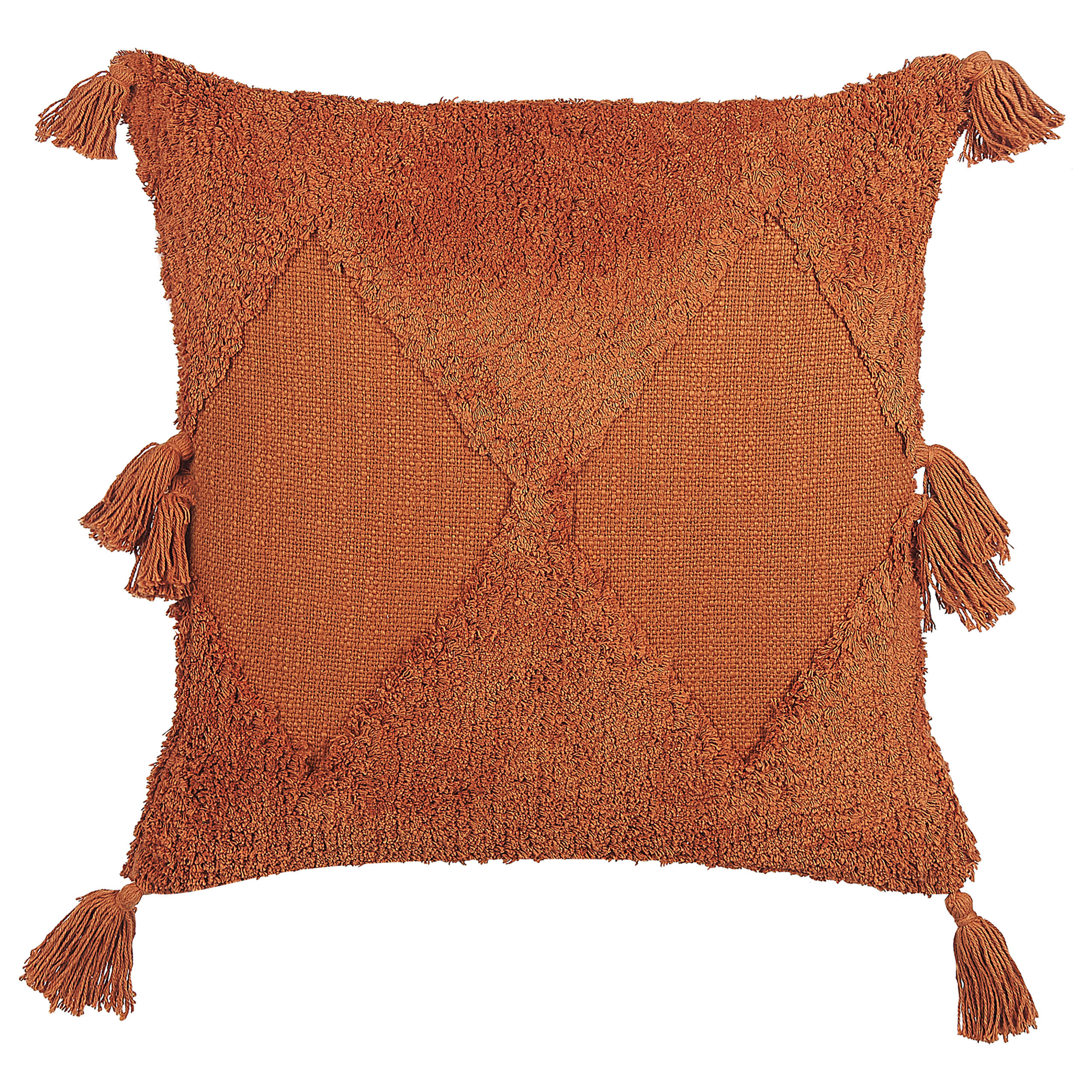 DEKOKISSEN 2er-Set Orange 45/45 cm Avium - Orange, Naturmaterialien/Textil (45/45cm) - Beliani