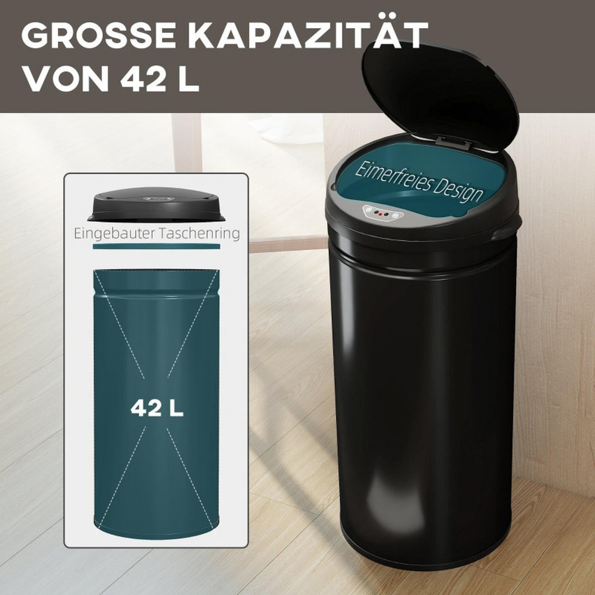 ABFALLEIMER - Schwarz, Metall (30.5/68/30.5cm)