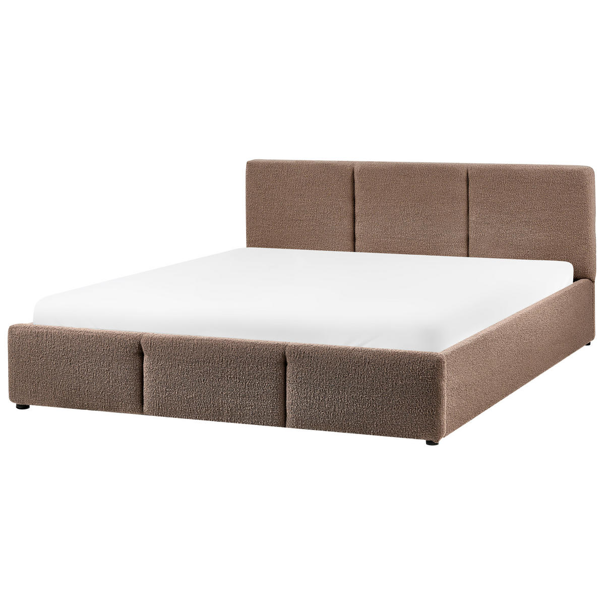 PAT cu spațiu de depozitare 160/200 bouclé taupe Bousse - taupe, material textil (160/200cm) - Beliani