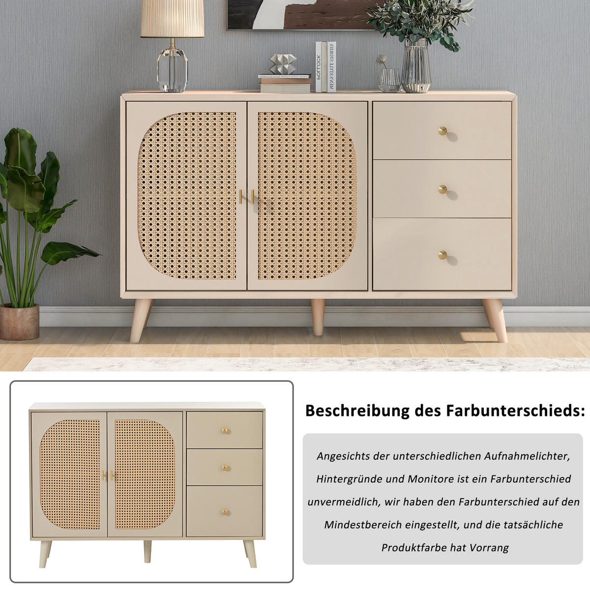 SIDEBOARD Cremeweiß 120/40/82,5 cm - Creme, Holzwerkstoff (40/82.5/120cm) - Urban Meuble