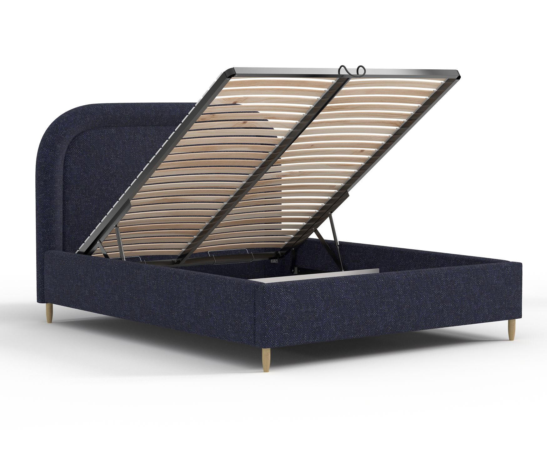 POLSTERBETT Mija Marineblau 120/200 cm im Chenille-Stoff - Naturfarben/Dunkelblau, Holz/Holzwerkstoff (120/200cm) - Maison de Reve