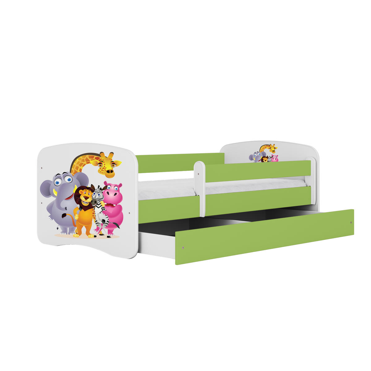 KINDERBETT Zoo mit Schublade 180/80 90/61/184 - Grün, Holzwerkstoff (80/180cm) - RAUMHIRSCH FURNITURE