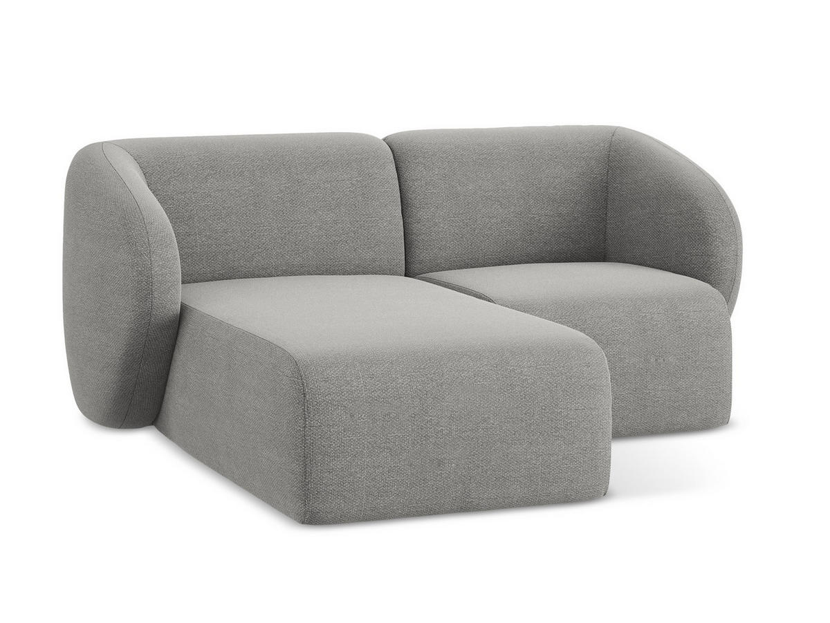 ECKSOFA Links Bouclé Stoff Grau - Hellgrau/Schwarz, Holzwerkstoff/Kunststoff (178/166cm) - Makamii