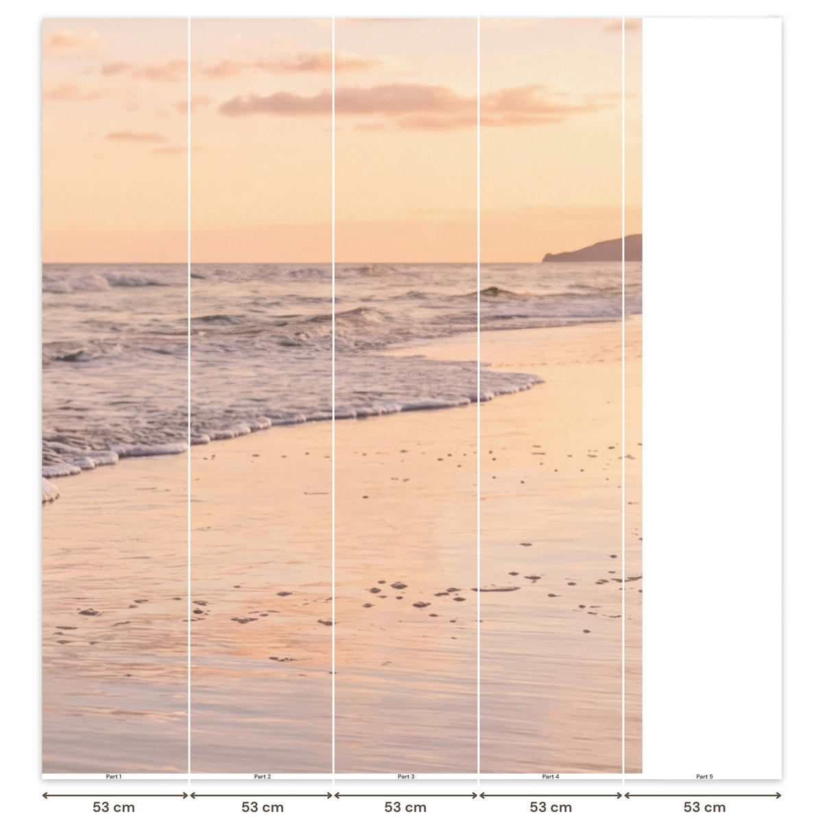 TAPETE - Strand - Brandung - Wolken - 240x280 cm - Hellrosa, Papier (240/280cm) - OnlyWow