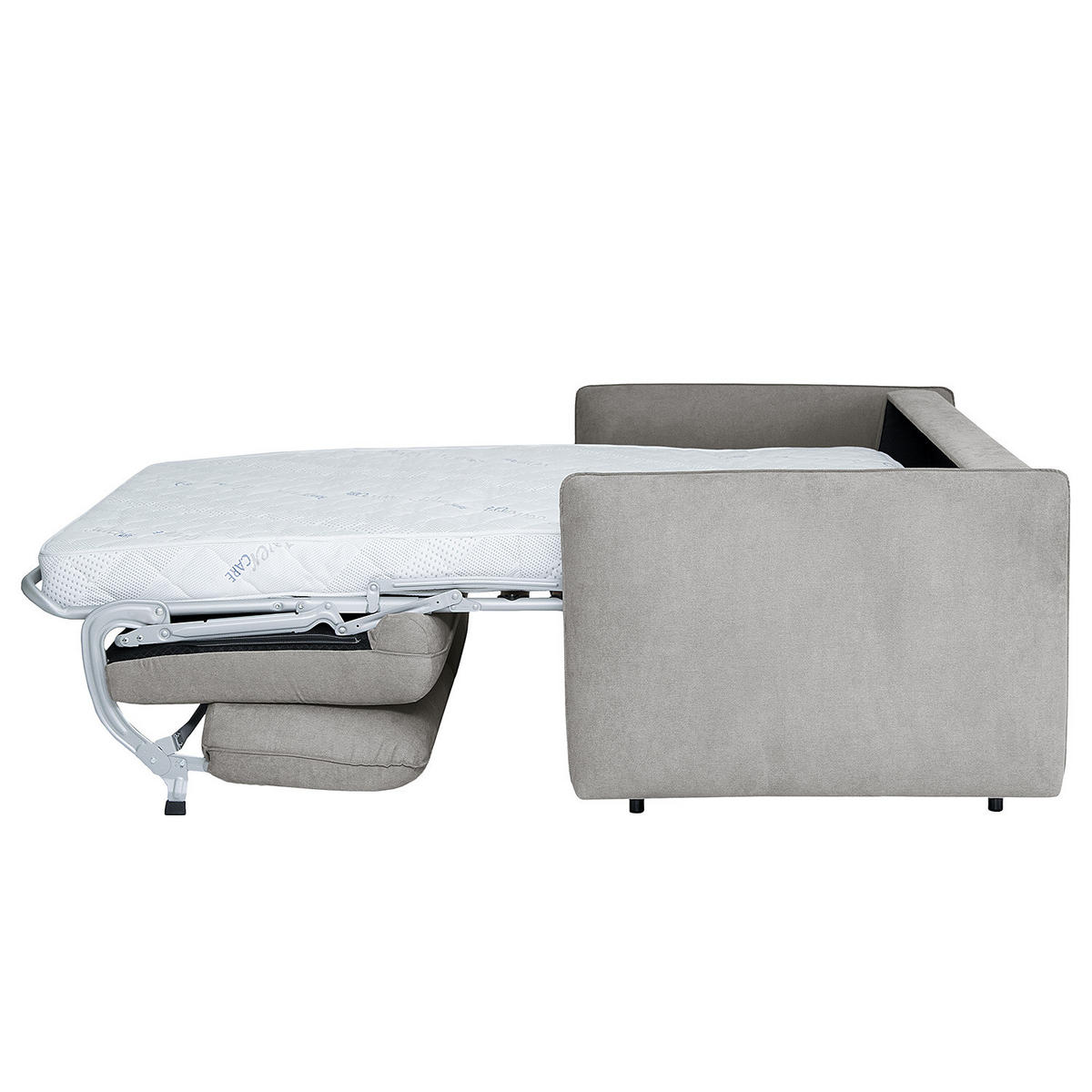 SCHLAFSOFA mit Matratze - Hellgrau/Schwarz, Kunststoff/Textil (194/86/104cm) - home24