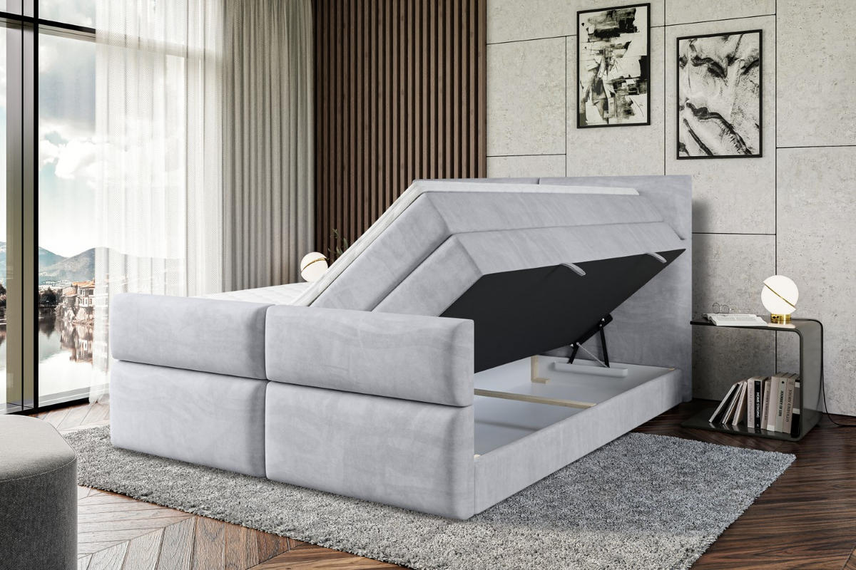 BOXSPRINGBETT BOXI3-Z KING - 120x200 - H3/H4 - Hellgrau - Hellgrau, Holzwerkstoff (120/200cm) - ALTDECOR