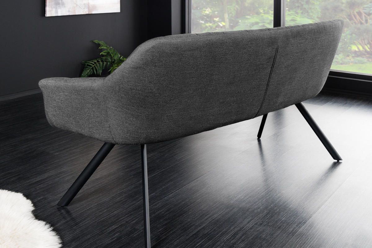 SITZBANK PAPILLON Flachgewebe Metall Anthrazit 165 cm - Schwarz/Grau, Textil/Metall (165/85/65cm) - riess-ambiente