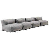 GARTENSOFA mit 4 Sitzplätzen, Grau - Grau, Textil - Oviala