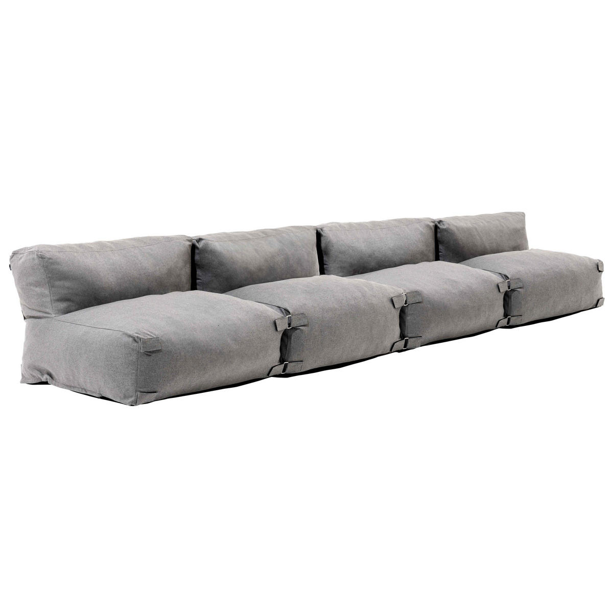GARTENSOFA mit 4 Sitzplätzen, Grau - Grau, Textil - Oviala